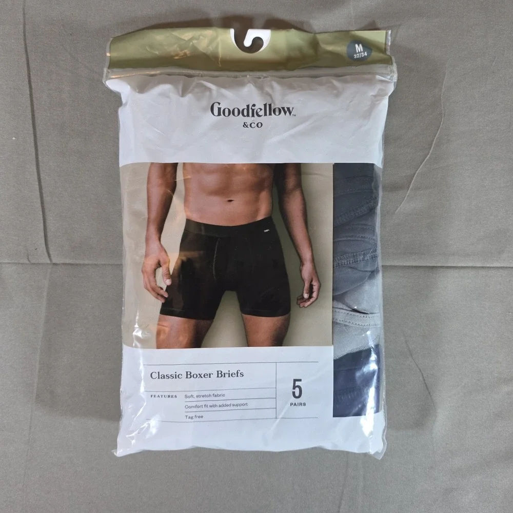 Goodfellow & Co - Classic Boxer Brief, M size, tag free, soft, stretch - 5 Pairs